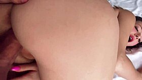 young brunette babe gets creampied in pov hardcore scene with big cock