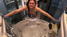 She cleaned the bath while I was there