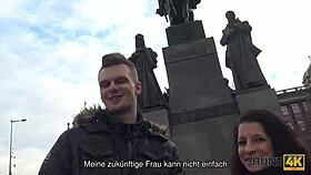 busty brunette jocelyne z fucks for cash 😏 shaved pussy outdoor