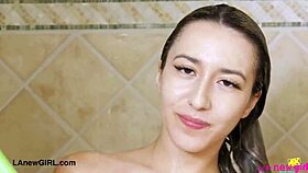 Drop dead gorgeous blonde took a shower