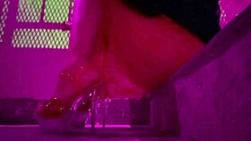 Horny Italian milf flaunts juicy ass in high heels outdoors smoking