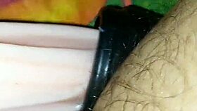 Jumbo cup placed, vagina rubbed, milk spilled