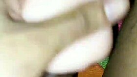 Jumbo cup placed, vagina rubbed, milk spilled