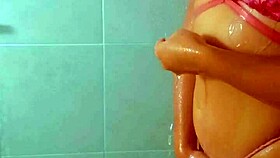 beautiful tanned latina girls shower after a beach day