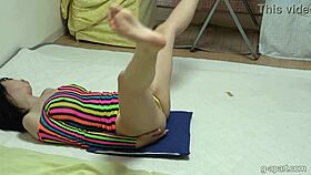 Kotono Morishita In Colorful Leotard Showing Boobs And Legs Wide Open!