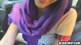 young muslim girl secretly meets her american boyfriend in the car behind the scenes