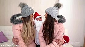 Wow, these teen twins take on double penetration outdoors!