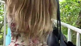 Asian girl squirts on mountain!