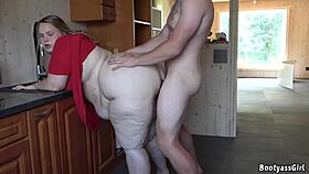 horny husband fucks his chubby wife in the kitchen