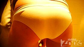 'look at the beautiful girl peeing standing up with hair on her pussy'