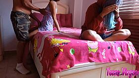 Teen getting assfucked by older man before someone arrives home