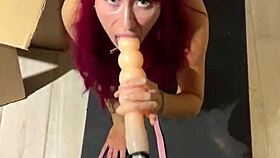 Cat Red Fetish Girl Aroused by Machine