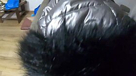 Milfycalla's Deep Blowjob And Cum Play In Hooded Jacket And Shiny Boots.