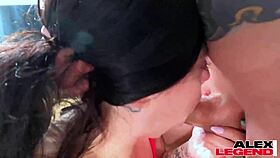 Chubby Brunette Sucks and Massages Big Dick