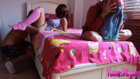 Teen getting assfucked by older man before someone arrives home