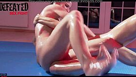 amirah adara fights oiled lesbian for orgasms