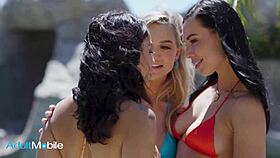 Aidra Fox, Vanessa Sky, and Blake Blossom: Teasing Licks on Each Other's Pussies on the Couch