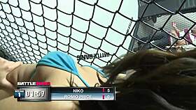 after the fight, he got into her pussy, licking and fucking roughly, making her squirt and scream