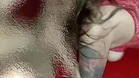 The mature woman does double penetration with shy guys