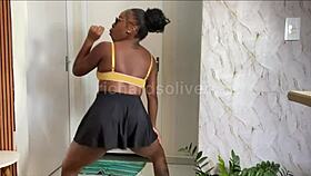 Negra Safada Caught Flashing Short Skirt