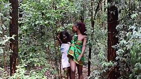 big tits ebony milf walks in on showering babe & eats her out