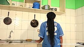 pov caught fingering in kitchen, neighbor joins for morning fuck