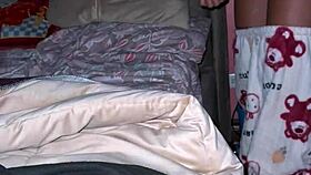 The young couple records their first homemade video at night