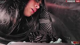 She gets stuck in the washing machine