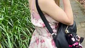 Asian girl squirts on mountain!