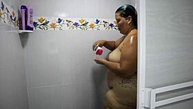hey, check out this curvy Colombian milf with huge natural tits squirting in the bath, doesn't she look so tempting?
