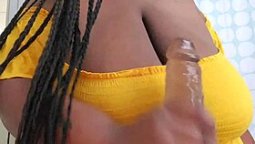 beautiful fat bbw with natural tits gives handjob to big black cock in hand job happiness v3