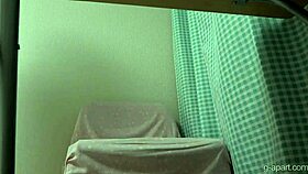 Feel the thrill as natural tits japanese stewardess masturbates under desk