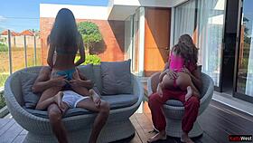 Two Couples Fucking Outside At Home Swimming Pool Party
