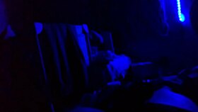 ebony babe sucks cock in blue room