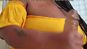 beautiful fat bbw with natural tits gives handjob to big black cock in hand job happiness v3