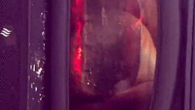 amateur couple by fireplace