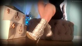 Mesmerize her slave with sparkle boots