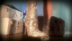 Mesmerize her slave with sparkle boots