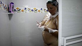 hey, check out this curvy Colombian milf with huge natural tits squirting in the bath, doesn't she look so tempting?