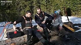 Brittany Bardot, are you inviting those lumberjacks for a DP threesome?