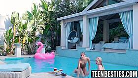 Three Teens Dive Into Intense Lesbian Pool Action