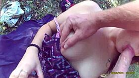 Brunette Sucks Dick in Woods