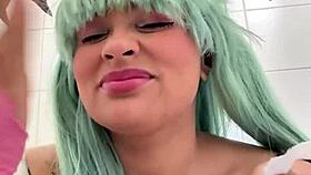 Beautiful Brunette Latina Bbw In Homemade Amateur Cosplay Costume At Public Toilet During Cosplay Convention