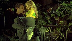 blonde hottie fucks her man in the evening garden