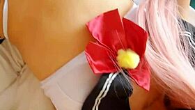 Shy Amateur Cosplayer Filmed Riding Fan's Cock in Homemade Scene