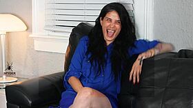 jazmin, tell me about yourself in this interview, the interviewer asks the curvy brunette