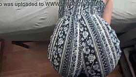 Bouncing ass on his cock in clothes.