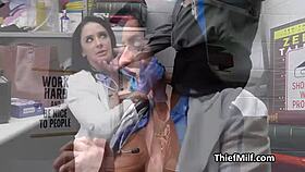 Broke Milf Doctor At Work Steals Fresh Latex Gloves To Milk The Officer