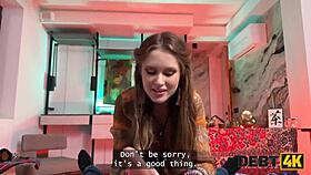 Debt4k hot teen 18+ got rid of her debt with her magical tits and a blowjob