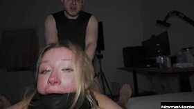 College students engage in rough group sex including deepthroat and facials captured on homemade video